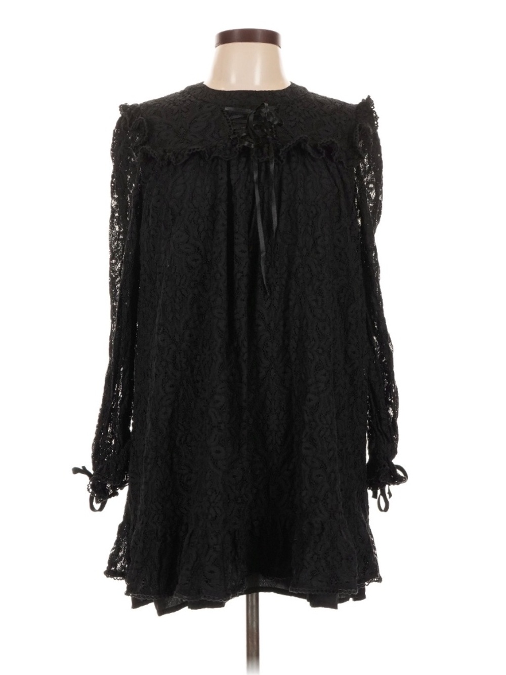 Miss Selfridge Black Cotton Lace Mini Dress - Gothic